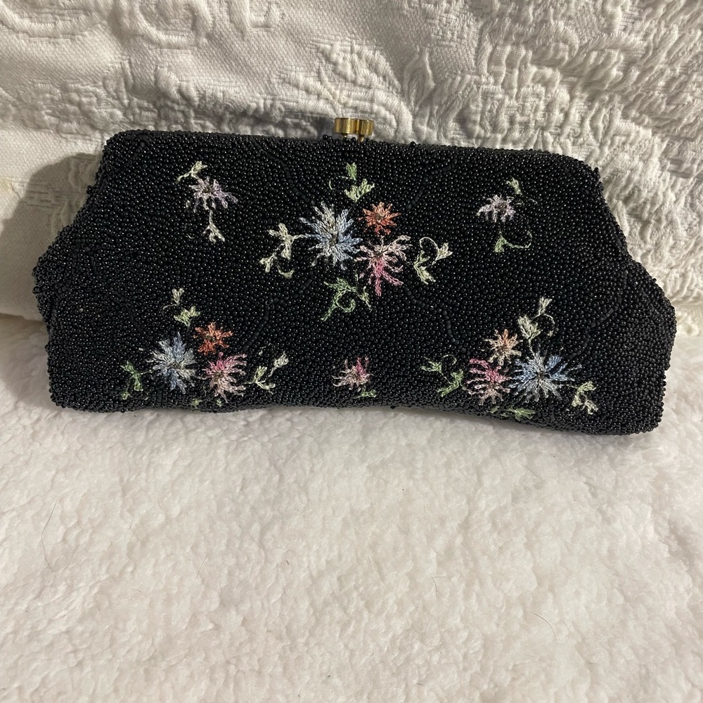 Vintage Jorelle Fully Beaded Floral Evening Purse Made in France